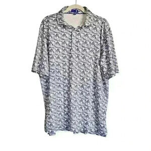 Stitch Sz L Polo Shirt Blue Camo Logo Golf Preppy Cruise‎ Holiday Vacation